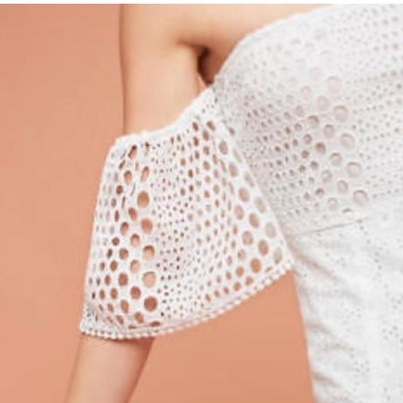 FARM RIO Anthropologie White Cotton Eyelet Off Shoulder midi dress women size XS - Picture 6 of 12